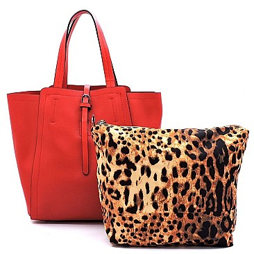 Fashion Buckle Flap Leopard 2-in-1 Satchel