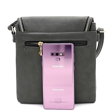 MULTI COMPARTMENT TASSEL ACCENT CROSS BODY BAG