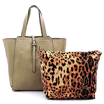 Fashion Buckle Flap Leopard 2-in-1 Satchel