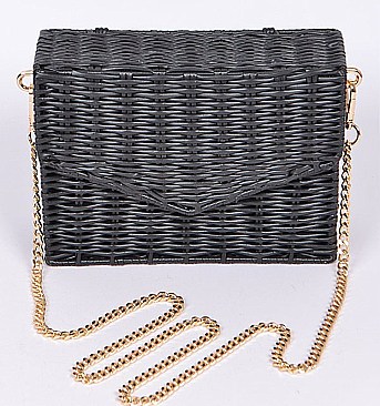 Straw Box Clutch Sling Bag