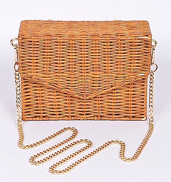 Straw Box Clutch Sling Bag