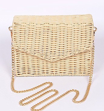 Straw Box Clutch Sling Bag