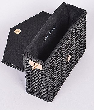 Straw Box Clutch Sling Bag