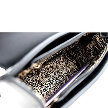2-Way Snake Print Turn-Lock Accent Satchel