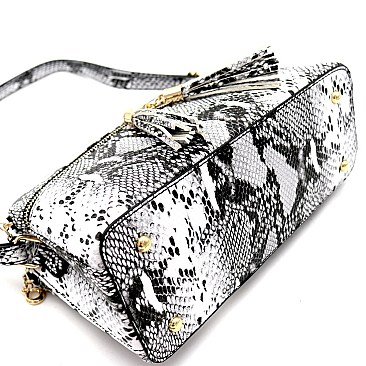Snake Print Multi-Color Compartment Cross Body Messenger