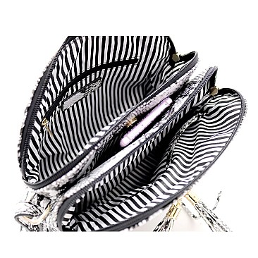 Snake Print Multi-Color Compartment Cross Body Messenger