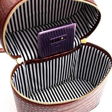TASSEL ACCENT SNAKE PRINT SATCHEL