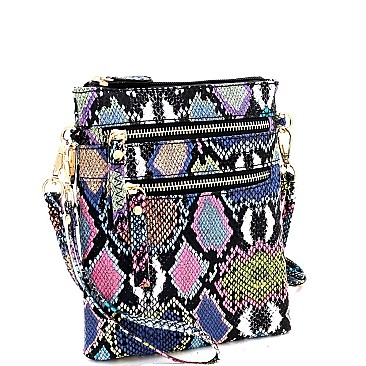Snake Print Multi-Color Wristlet Cross Body