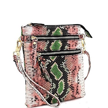 Snake Print Multi-Color Wristlet Cross Body