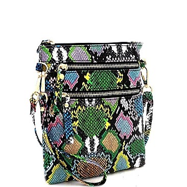 Snake Print Multi-Color Wristlet Cross Body