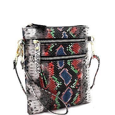 Snake Print Multi-Color Wristlet Cross Body