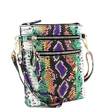 Snake Print Multi-Color Wristlet Cross Body