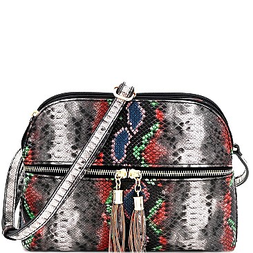 Snake Print Multi-Color Compartment Cross Body Messenger