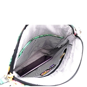 Snake Print Multi-Color Tassel Zipper Accent Crossbody Messenger