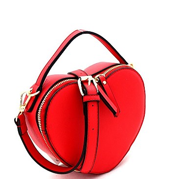 Medium Heart-Shaped Novelty Boxy Satchel Shoulder Bag