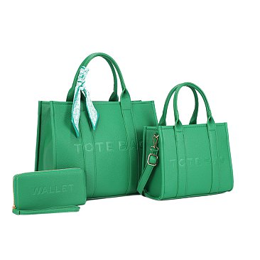 3-IN-1 Elegance Vegan Tote Bag with Wallet Set