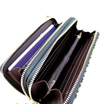 DOUBLE ZIP-AROUND LEOPARD PRINT WALLET