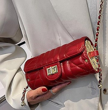 Quilted 2-Tone Fashion Cylinder-Shaped Cross-Body