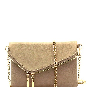Handhold Flap Double Zipper Clutch