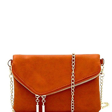 Handhold Flap Double Zipper Clutch