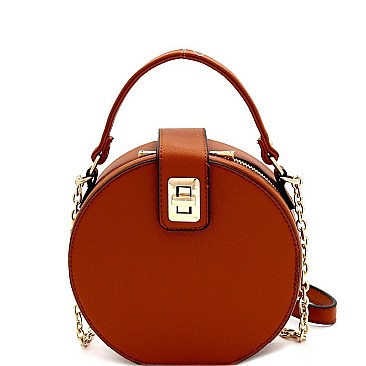 Round Turn-Lock Accent Cross Body Shoulder Bag
