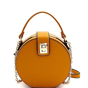 Round Turn-Lock Accent Cross Body Shoulder Bag