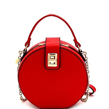 Round Turn-Lock Accent Cross Body Shoulder Bag