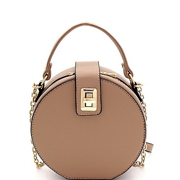 Round Turn-Lock Accent Cross Body Shoulder Bag