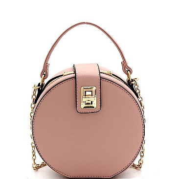Round Turn-Lock Accent Cross Body Shoulder Bag