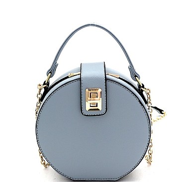 Round Turn-Lock Accent Cross Body Shoulder Bag