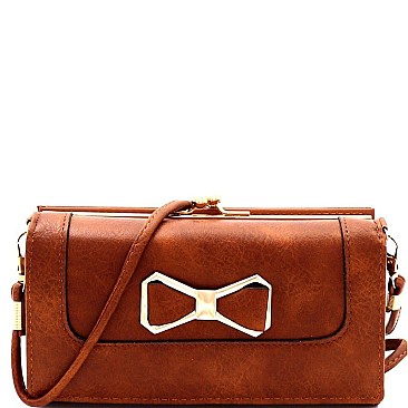 Fashionable Bow Accent Smartphone Friendly Kiss-Lock Wallet Cross Body MH-YG100
