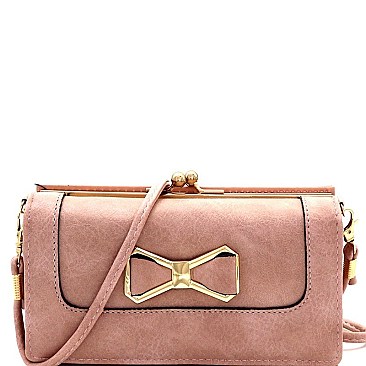Fashionable Bow Accent Smartphone Friendly Kiss-Lock Wallet Cross Body MH-YG100