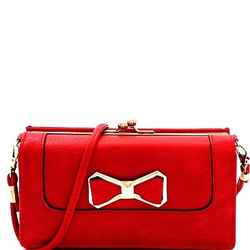 Fashionable Bow Accent Smartphone Friendly Kiss-Lock Wallet Cross Body MH-YG100