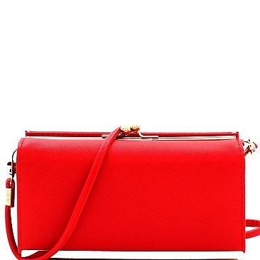 Fashionable Saffiano Smartphone Friendly Kiss-Lock Wallet Cross Body MH-YG107