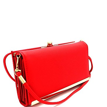 Fashionable Saffiano Smartphone Friendly Kiss-Lock Wallet Cross Body MH-YG107