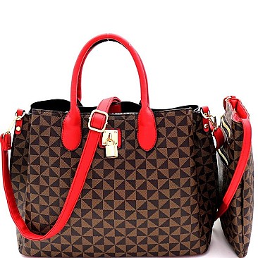 Monogram Padlock Satchel Crossbody 2Pc SET
