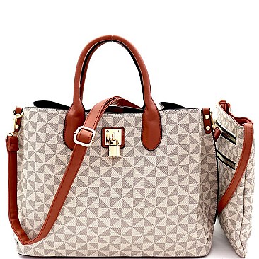 Monogram Padlock Satchel Crossbody 2Pc SET