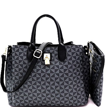 Monogram Padlock Satchel Crossbody 2Pc SET
