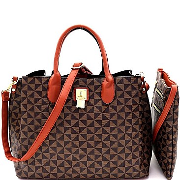 Monogram Padlock Satchel Crossbody 2Pc SET