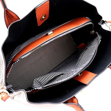Monogram Padlock Satchel Crossbody 2Pc SET