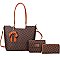 3 in 1 Monogram Tasseled Handbag Wallet Set