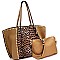 Leopard Print Stud Accent 2 in 1 Shopper Tote