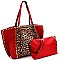 Leopard Print Stud Accent 2 in 1 Shopper Tote
