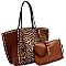 Leopard Print Stud Accent 2 in 1 Shopper Tote