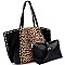 Leopard Print Stud Accent 2 in 1 Shopper Tote
