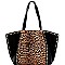 Leopard Print Stud Accent 2 in 1 Shopper Tote