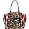 2-Way Leopard Print 2 in 1 Patent Wing Satchel Wristlet SET