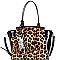 2-Way Leopard Print 2 in 1 Patent Wing Satchel Wristlet SET
