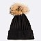 Raccoon Fur PomPom Wool Blend Beanie LA-EXP1009