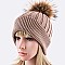 Raccoon Fur PomPom Wool Blend Beanie LA-EXP1009